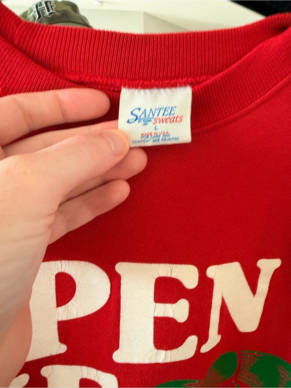 Santee Sweats Open Me First Christmas Crewneck Sweatshirt Red Green Holiday - Picture 5 of 7
